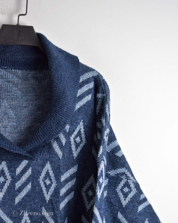 بافت وینتیج یقه دار آبی