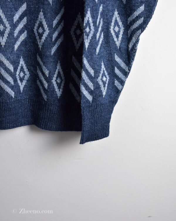 بافت وینتیج یقه دار آبی