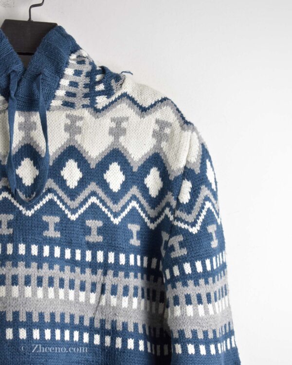 بافت وینتیج کلاه دار آبی