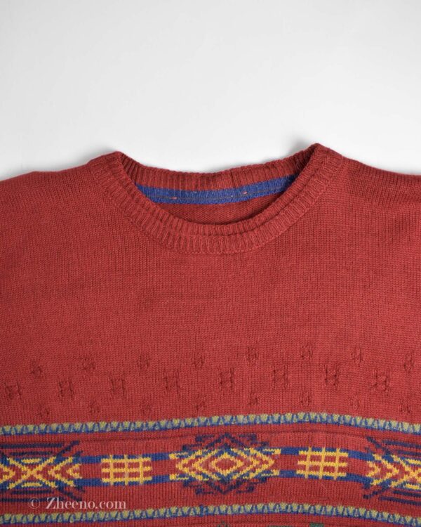 بافت وینتیج قرمز طرح دار