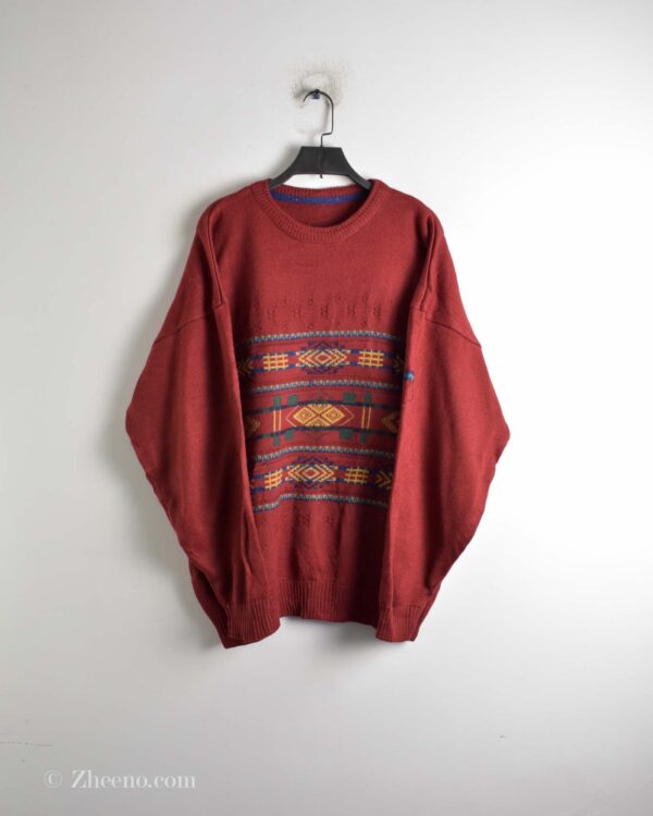 بافت وینتیج قرمز طرح دار