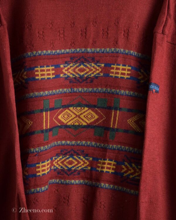 بافت وینتیج قرمز طرح دار