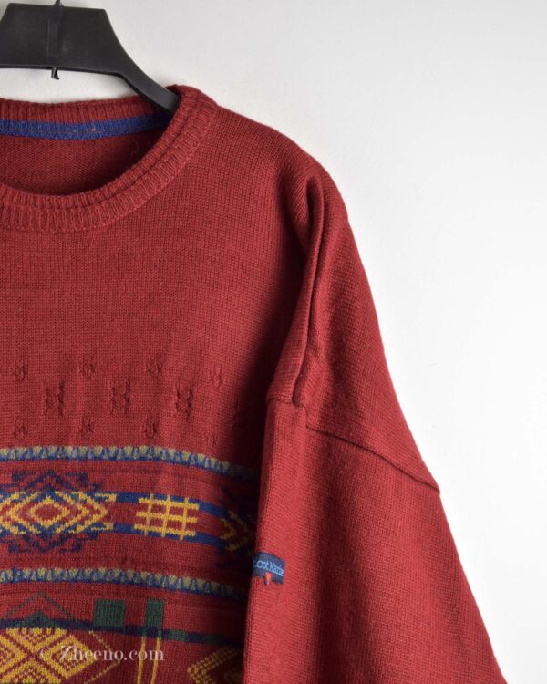 بافت وینتیج قرمز طرح دار