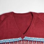 بافت وینتیج یقه هفت طرح دار قرمز