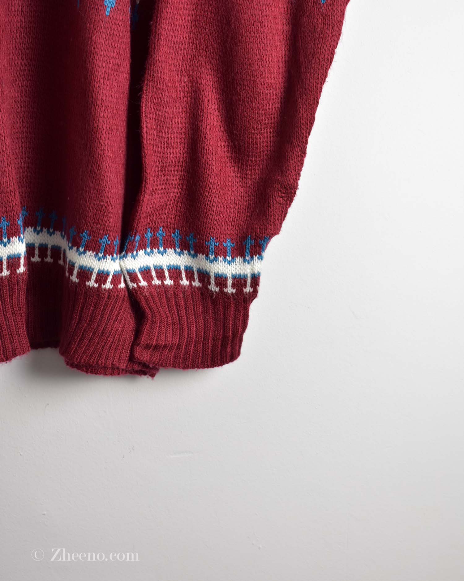 17616709239175181 بافت وینتیج یقه هفت طرح دار قرمز