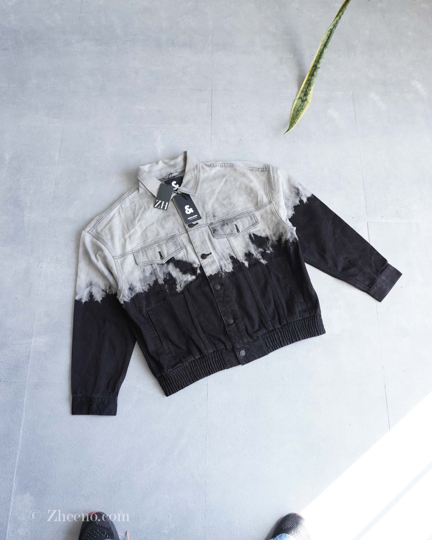 zhj6-1038 بامبر جکت جین طرح دار دورنگ Jack&Jones - Image 1