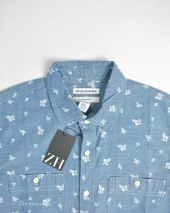 پیراهن نخی آستین کوتاه آبی Amazon Essential