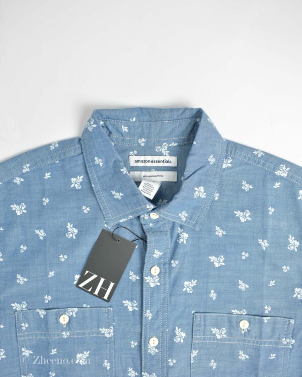 پیراهن نخی آستین کوتاه آبی Amazon Essential