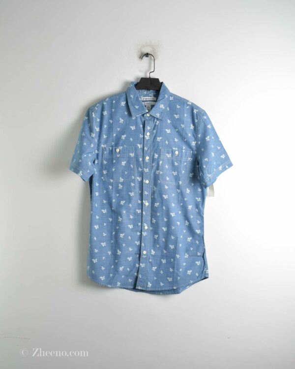 پیراهن نخی آستین کوتاه آبی Amazon Essential