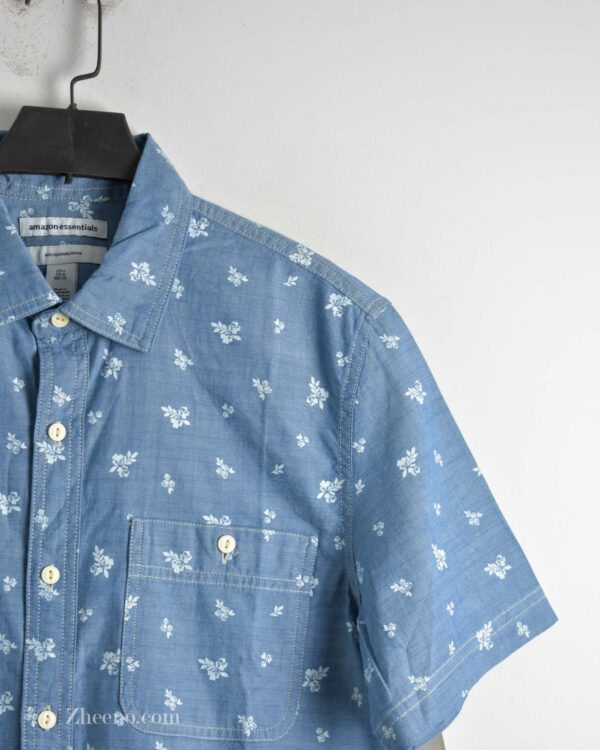 پیراهن نخی آستین کوتاه آبی Amazon Essential