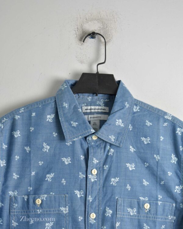 پیراهن نخی آستین کوتاه آبی Amazon Essential