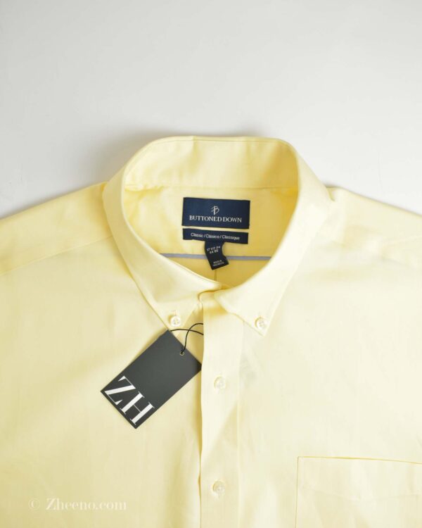 پیراهن نخی آستین بلند شیری Buttoned Down