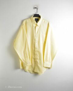 پیراهن نخی آستین بلند شیری Buttoned Down