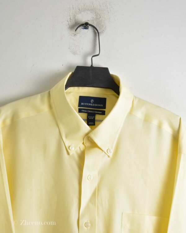 پیراهن نخی آستین بلند شیری Buttoned Down