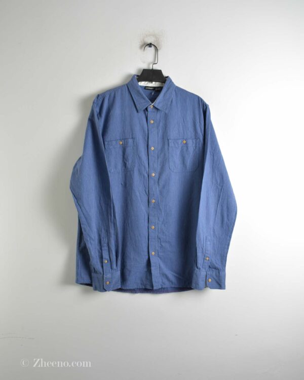 پیراهن نخی آستین بلند آبی خط دار Livergy