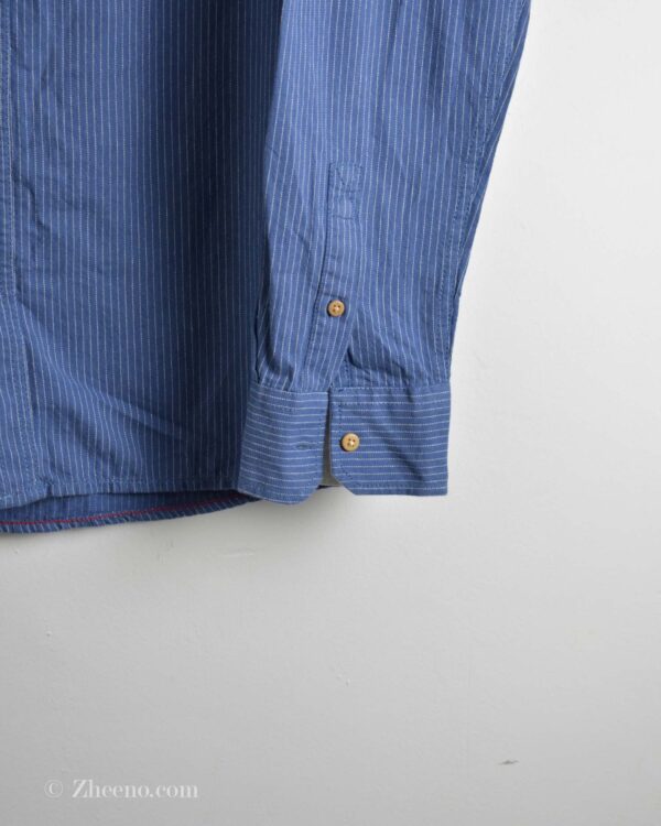 پیراهن نخی آستین بلند آبی خط دار Livergy