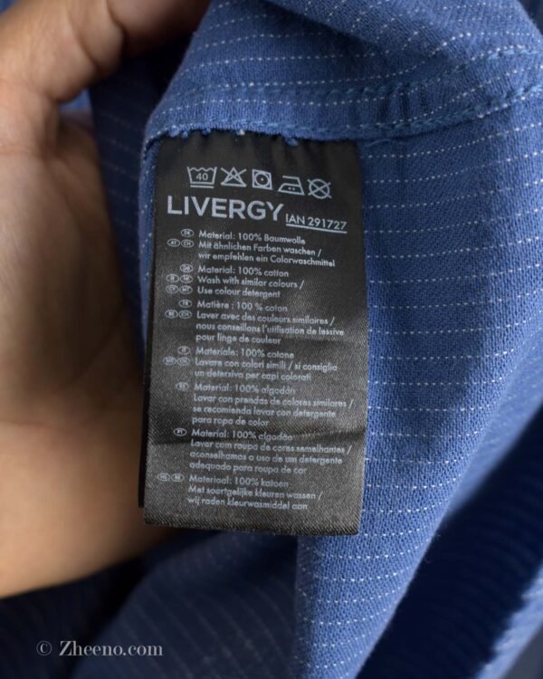 پیراهن نخی آستین بلند آبی خط دار Livergy