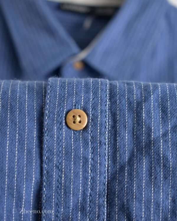 پیراهن نخی آستین بلند آبی خط دار Livergy