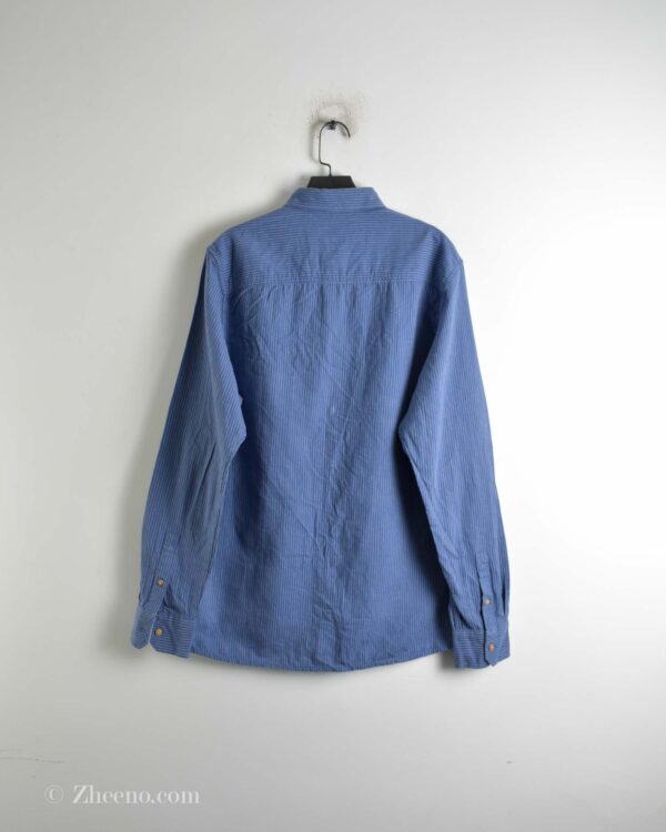 پیراهن نخی آستین بلند آبی خط دار Livergy