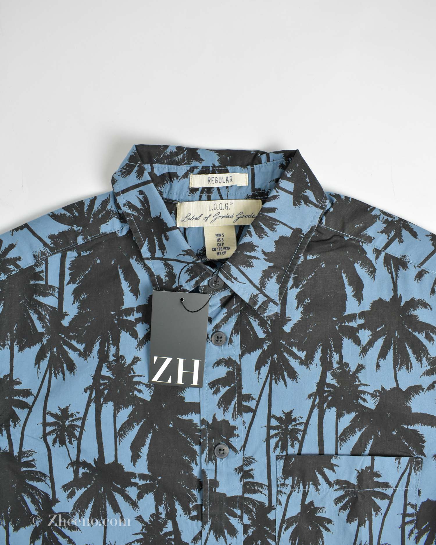 پیراهن نخی آستین کوتاه آبی طرح نخل H&M