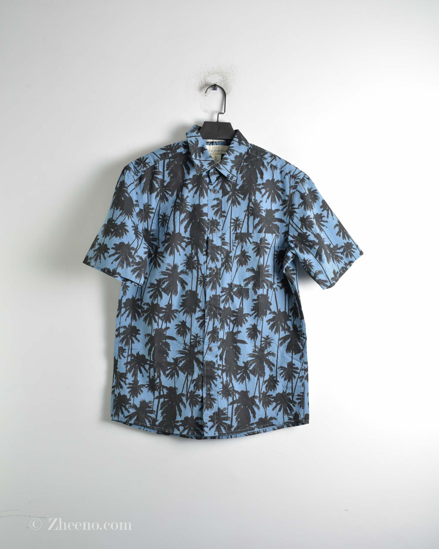 پیراهن نخی آستین کوتاه آبی طرح نخل H&M