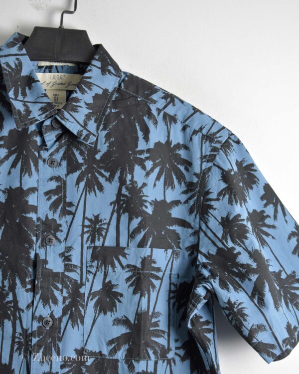 پیراهن نخی آستین کوتاه آبی طرح نخل H&M