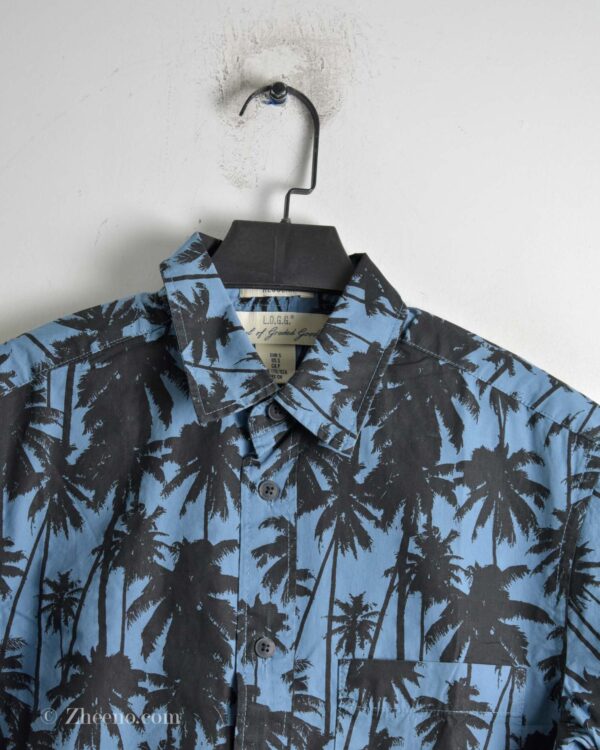 پیراهن نخی آستین کوتاه آبی طرح نخل H&M