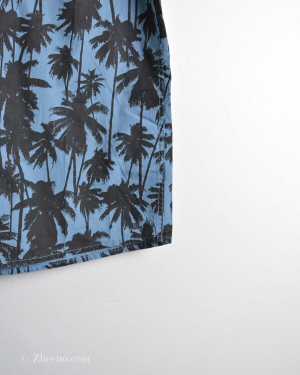 پیراهن نخی آستین کوتاه آبی طرح نخل H&M