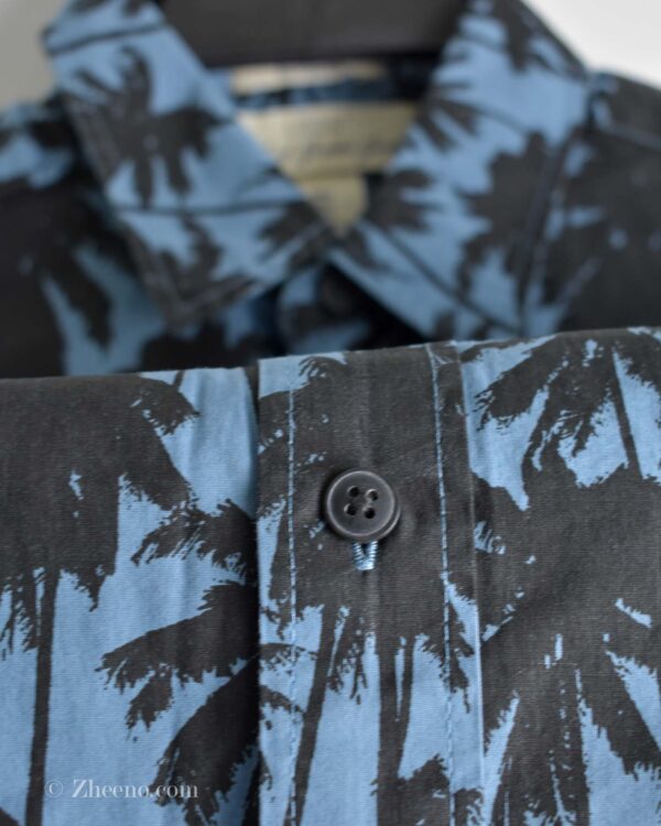 پیراهن نخی آستین کوتاه آبی طرح نخل H&M