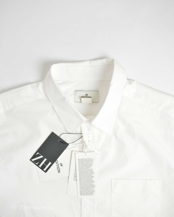 پیراهن نخی آستین بلند سفید ساده H&M