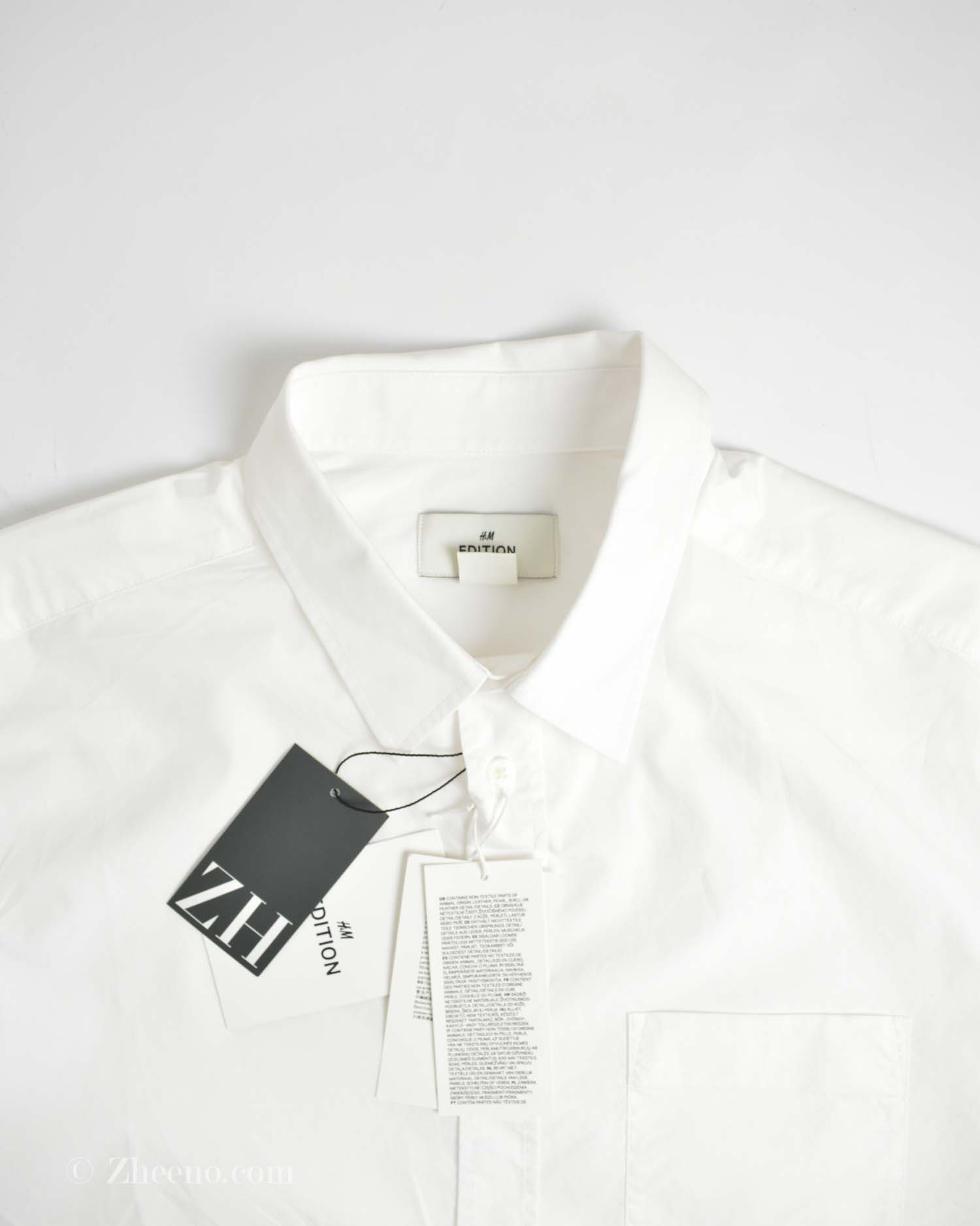 پیراهن نخی آستین بلند سفید ساده H&M