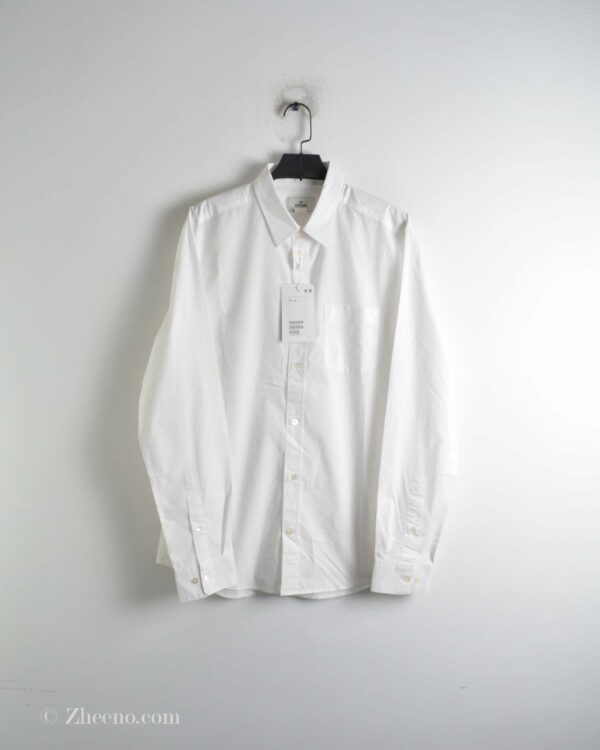 پیراهن نخی آستین بلند سفید ساده H&M