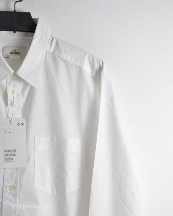 پیراهن نخی آستین بلند سفید ساده H&M