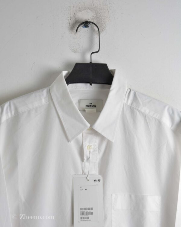 پیراهن نخی آستین بلند سفید ساده H&M