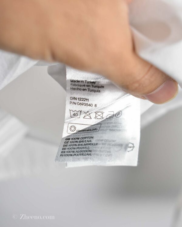 پیراهن نخی آستین بلند سفید ساده H&M