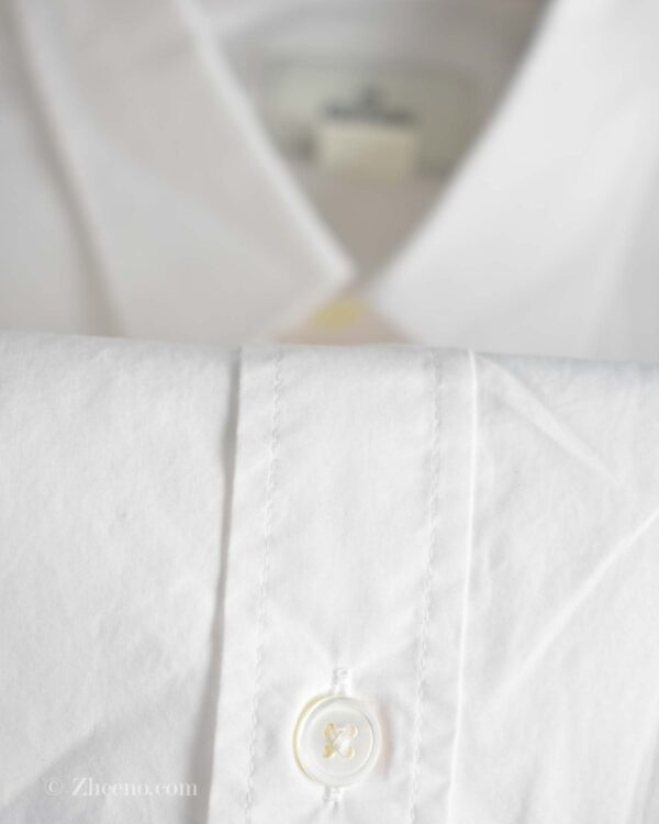 پیراهن نخی آستین بلند سفید ساده H&M