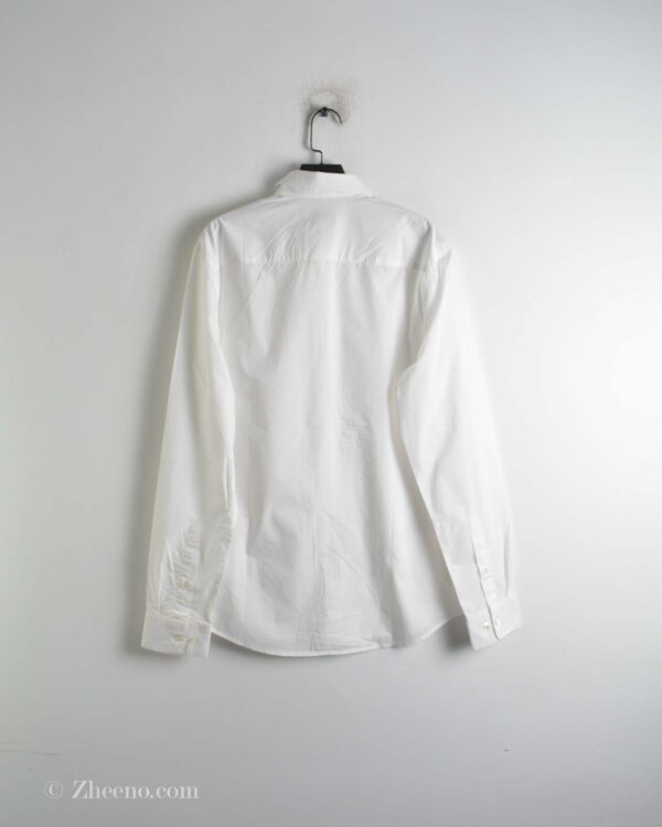 پیراهن نخی آستین بلند سفید ساده H&M