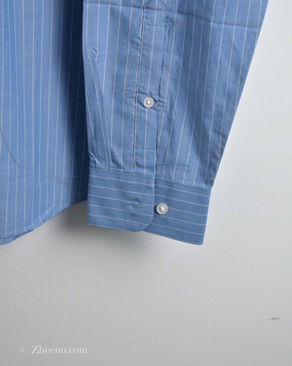 پیراهن نخی آستین بلند آبی خط‌دار سفید H&M