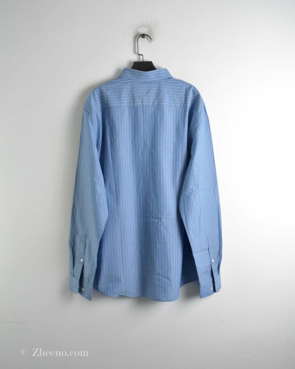 پیراهن نخی آستین بلند آبی خط‌دار سفید H&M