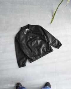 جکت چرم مشکی طرح دار Jack&Jones