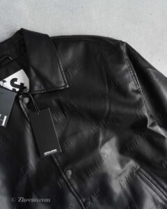 جکت چرم مشکی طرح دار Jack&Jones