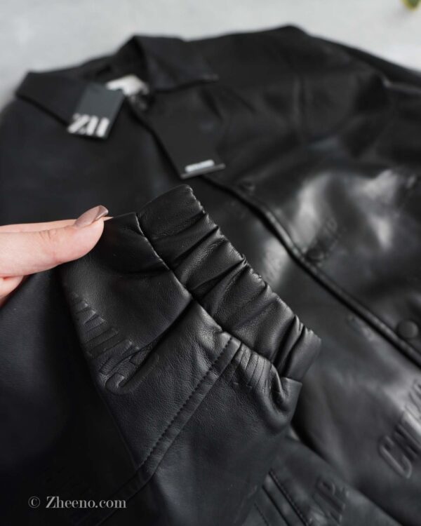 جکت چرم مشکی طرح دار Jack&Jones