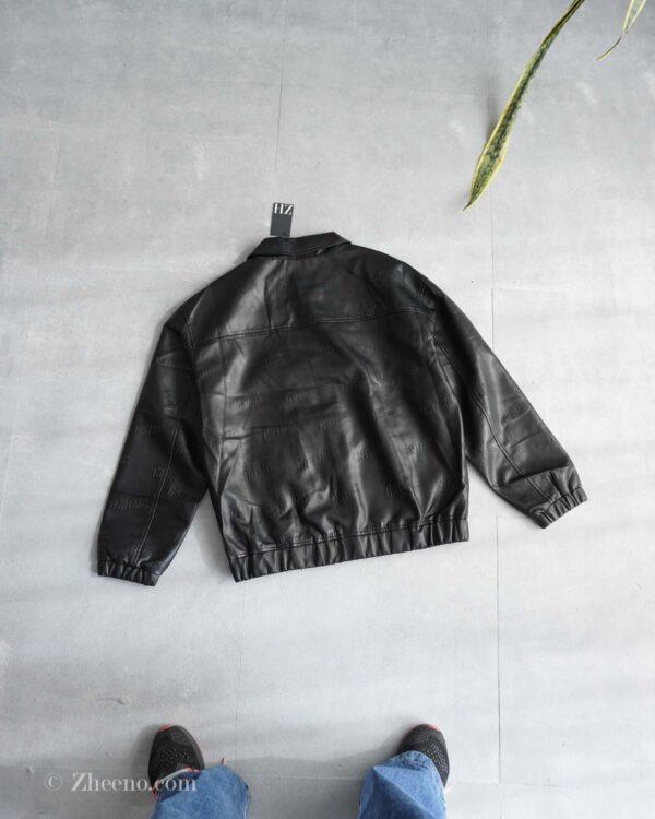 جکت چرم مشکی طرح دار Jack&Jones