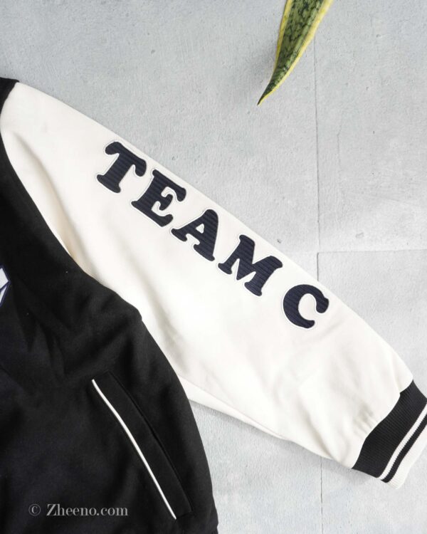 بامبر جکت مشکی آستین چرم طرح دار Jack&Jones