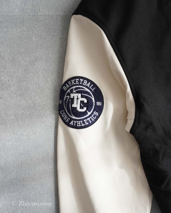 بامبر جکت مشکی آستین چرم طرح دار Jack&Jones