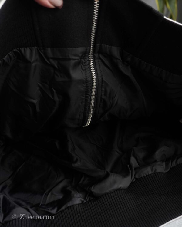 بامبر جکت مشکی آستین چرم طرح دار Jack&Jones