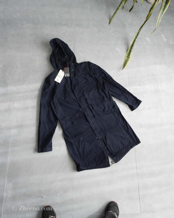 جکت بارانی کلاه دار سرمه ای تیره Selected