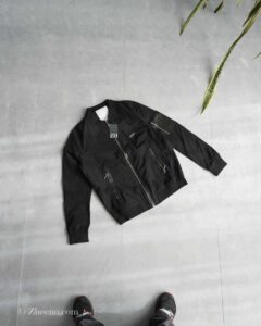 بامبر جکت مشکی زیپ دار