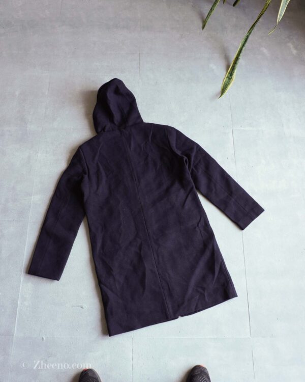 جکت بلند سرمه ای تیره ساده کلاه دار Selected