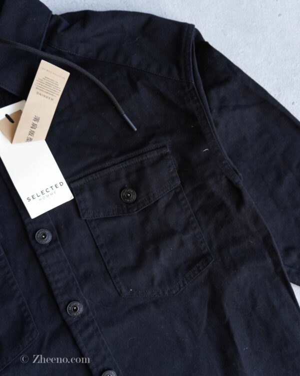 جکت جین کلاه دار مشکی ساده Selected